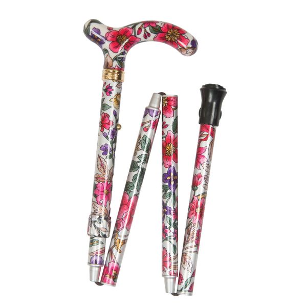 Petite Folding Cane Violet and Pink Floral