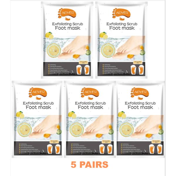 Exfoliating Foot Peel Mask LEMON Soft Feet Remove Dead Skin, 5 PAIRS - FREE SHIP