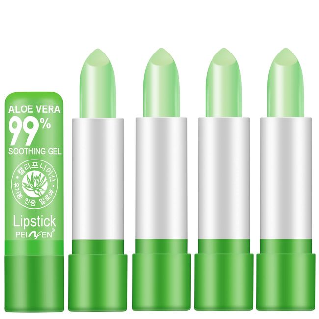 5 Packs Aloe Vera Lipstick, Magic Temperature Color Change Lipstick Lip Blam, Long Lasting Nutritious Lips Makeup Aloe Vera Lip Gloss Set