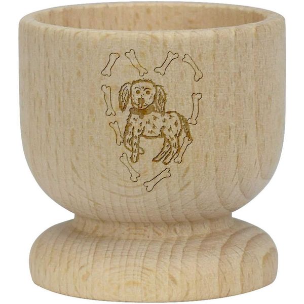 'Dog Paradise Surrounded by Bones' Wooden Egg Cup (EC00025587)