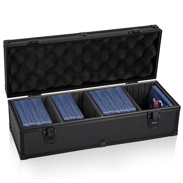 OUUTMEE Toploader Storage Box for 3" x 4" 35pt Rigid Card, Top Loader Card Storage with 3 Partition Holds 300+ Toploaders for Trading Cards, Sports Cards, Rating card