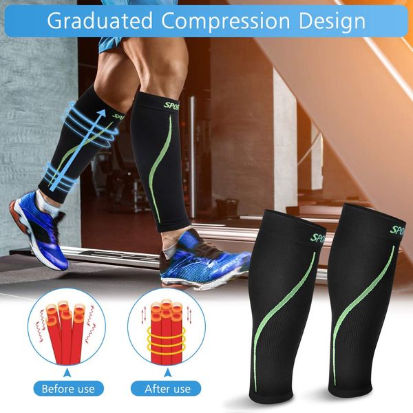 DOACT Calf Compression Sleeves for Men and Women, Calf Guard(20-30 mm Hg), Leg Compression Socks for Running, Shin Splints, Medical, Travel, Nursing, Cycling, Relieve Calf Pain Black S/M