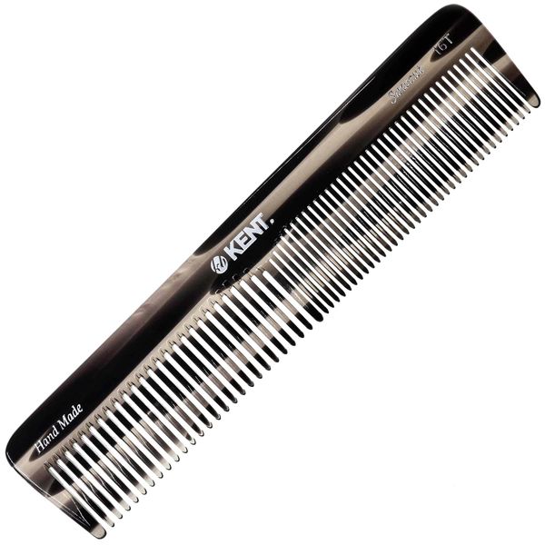 Kent 16TG Hair Dressing Table Comb Double Tooth, Graphite Fine/Wide Tooth Dresser Comb For Hair, Beard and Mustache, Coarse/Fine Hair Styling Grooming Comb for Men Women and Kids. Made in England