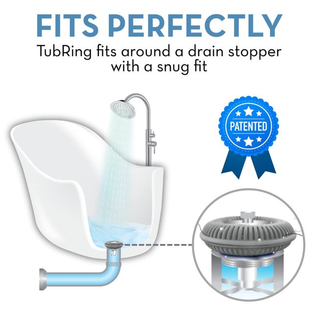 TUBRING The Ultimate Tub Drain Protector Hair Catcher/Strainer/Snare - Gray