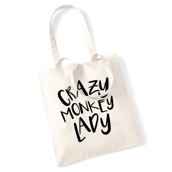 Crazy monkey lady tote bag