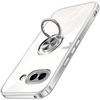 Google Pixel 9a Case, Clear with Ring, Pixel 9a Cover, Transparent, Stylish OURJOY Smartphone Case, Plated, Soft Case, Shockproof, Lightweight, Thin, Strap Hole, Stand Function, Compatible with Car
