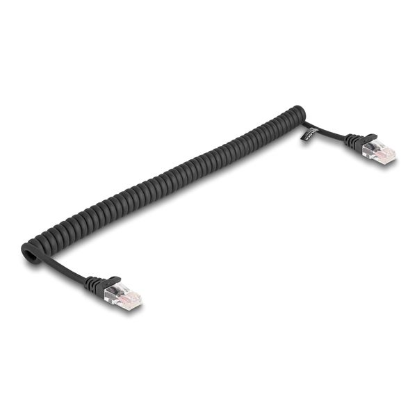 DeLOCK RJ45 Spiralkabel Stecker zu Stecker Cat.5e 1 m schwarz
