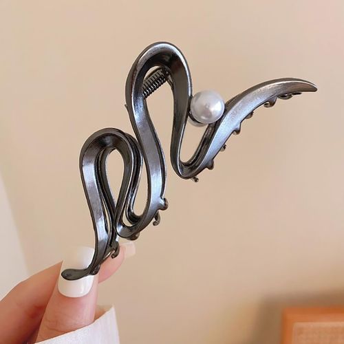 JUSTUSNX Metal Hair Claw Clips, Silver Wave Hair Jaw Clips, Vintage Shark Claw Clips Clamp, Headdresses, Hair Styling Accessories for Women and Girls, Thin Thick Hair (C)
