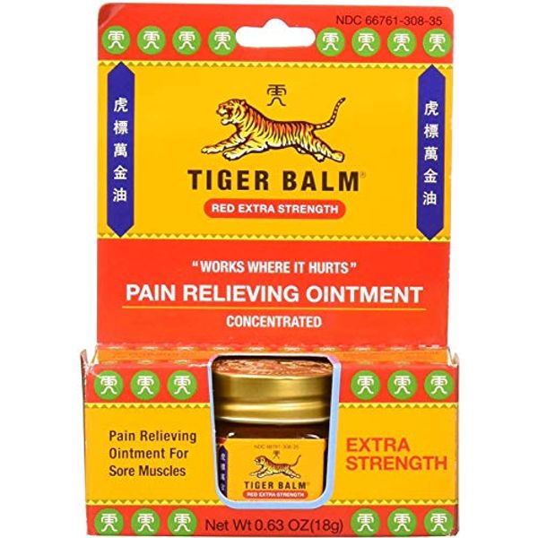 Tiger Balm Pain Relieving Red Extra Strength, 18g – Relief for Sore Muscles – Extra Strength Sports Rub – Tiger Balm Extra Strength – Tiger Balm Ointment