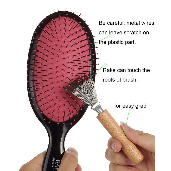 Hair Brush and Comb Cleaner with Metal Wire Rake for Hair Dust Lint Removal