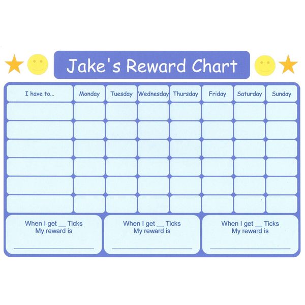 Print'n'Lam A4 Blue Personalised Reward Behaviour Chart Reusable Wipe Clean Pen