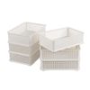 Bblina 6 Packs Plastic Stackable Basket, Small Storage Basket Trays, White