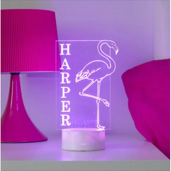 Personalised Flamingo Night Light | Child's bedside light | Sensory light