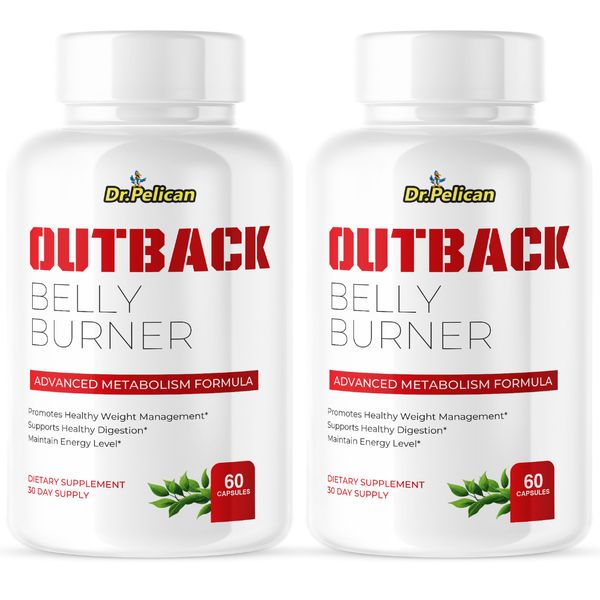 Outback Belly Burner-Gut & Digestive Support- 2 Bottles- 120 Capsules