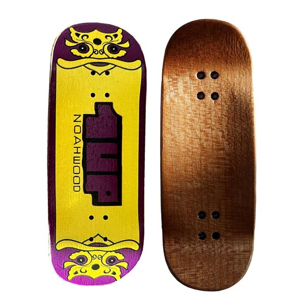 NOAHWOOD Handmade Fingerboard Deck 97.5x35mm 5-Layer Color maple Pro concave Creative Design Mini Skateboard (yellow 1up)