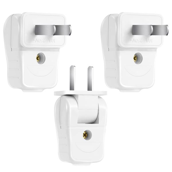 Replacement Plugs Electrical Replacement Plugs for Lamps Replacement Plug 2 Prong 10 A 110-250V 2 Wire Straight Blade Replacement Can Be Rotated 180 Degrees, Electric Plug (3 Pieces)