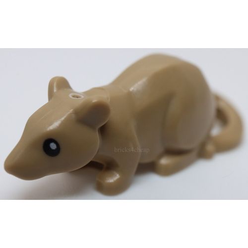 Lego Dark Tan Rat Mouse with Black Eyes Pattern