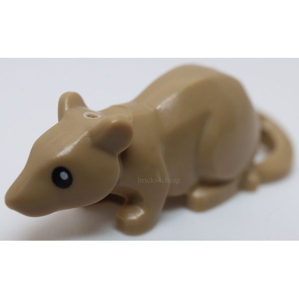 Lego Dark Tan Rat Mouse with Black Eyes Pattern