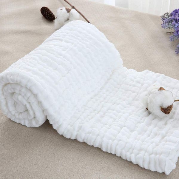 100% Bamboo Cotton White Soft Muslin Swaddle Blanket 6 Layer Baby Towel