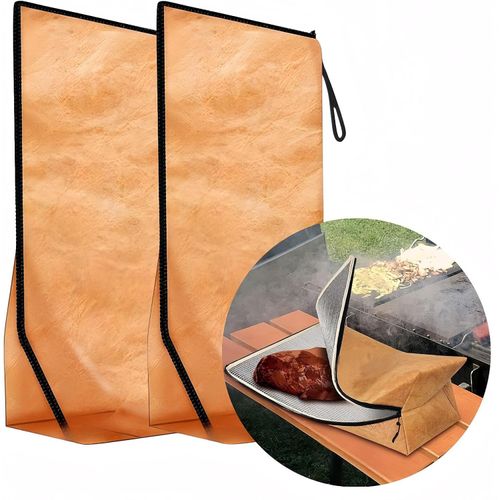 BBQ Blanket for Resting Meat, Reusable Insulated Meat Blanket with Zipper, Foldable and Lightweight BBQ Bag for Outdoor Grilling, Smoking, and Keeping Meat Tender and Juicy（2-Pcs）