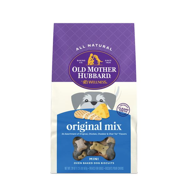 Old Mother Hubbard by Wellness Classic Original Mix Natural Dog Treats, Crunchy Oven-Baked Biscuits, Ideal for Training, Mini Size, 20 ounce bag