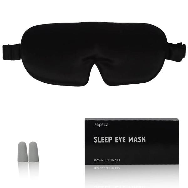 Silk Sleep Mask 100% Mulberry Adjustable Kids Black Hot Item for Women and Men Travel Home Office