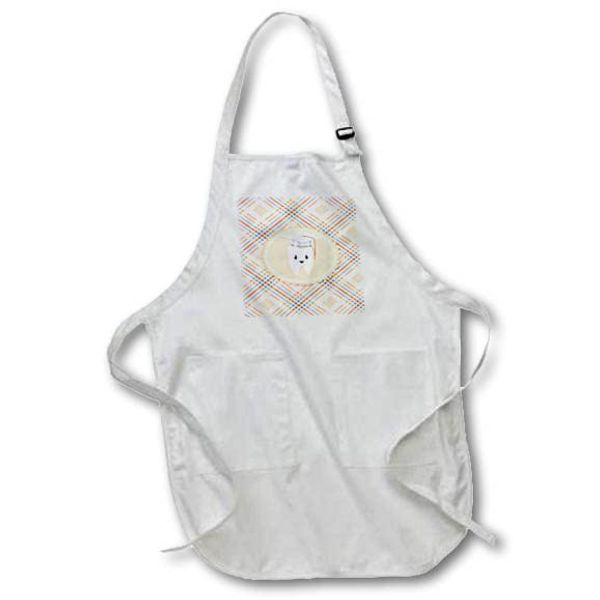 "3dRose Image of Tooth Wearing Cap, Dental School Graduation, Coral Plaid - Aprons (apr_355054_2)"