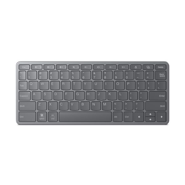 Lenovo Multi-Device Wireless Bluetooth Keyboard, Connect Up to 3 Devices Simultaneously, Compatible with iOS, Android, Windows, Slim Profile, Rechargeable, 60-Hour Battery Life, Iron Grey