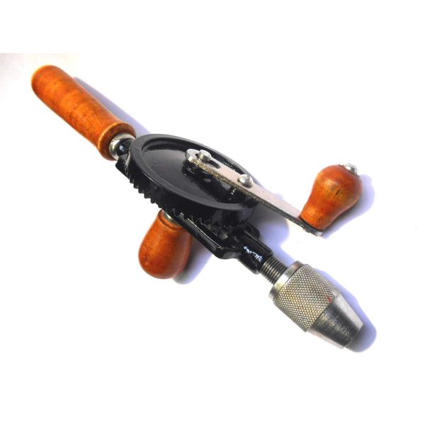 Toolzone Double Pinion 1/4" Hand Drill Wood Handle