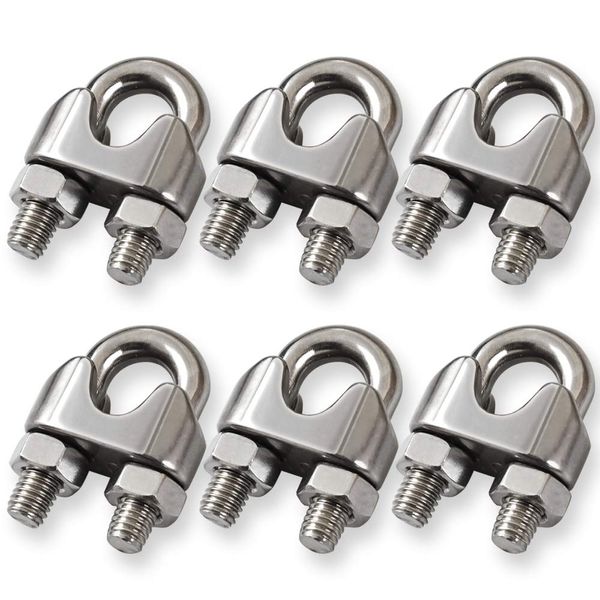 Cozihom 3/8 Inch M10 Wire Rope Cable Clip Clamp, 304 Stainless Steel, U Bolt Saddle Fastener, 6 Packs