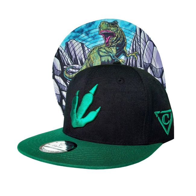 Capiche [99+ VARIATIONEN] Snapback Cap - Kappe - Baseball - Mütze - Herren - Schwarz - Dinosaurus - prähistorischer Reptil - [PRE-Historic] T-Rex