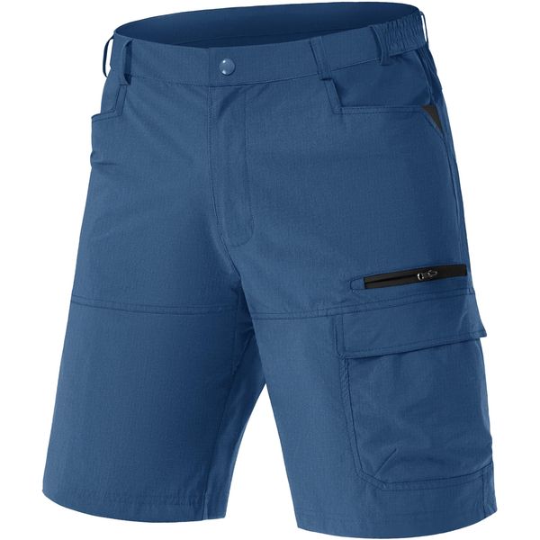 TACVASEN Kurze Hosen Herren Leichte Wanderhose Atmungsaktiv Schnelltrocknen Cargo Bermuda Shorts Nylon Elastische (34, Indigo)