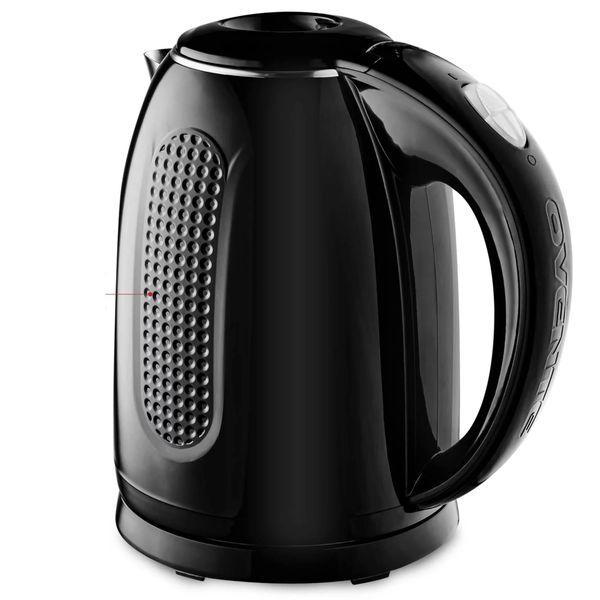 OVENTE Portable Electric Kettle Stainless Steel Instant Hot Water Boiler Heater 1.7 Liter 1100W Double Wall Insulated Fast Boiling with Automatic Shut Off for Coffee Tea & Cold Drinks, Black KD64B