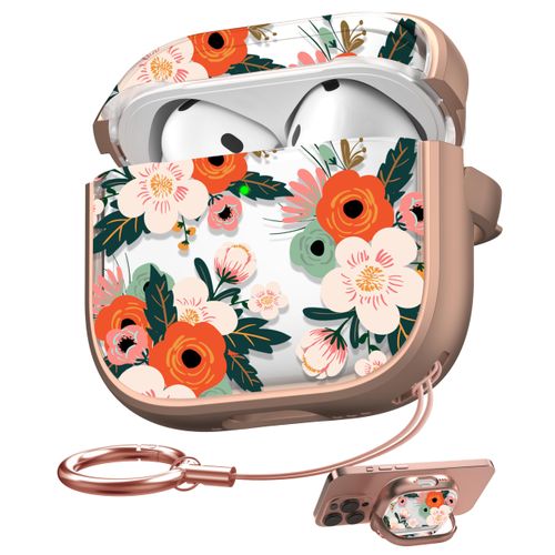 Maxjoy for AirPods 4 Case with Safety Lock, Cute AirPod 4th Generation case Lock Hard AirPod 4 Cover for Women Girly with Cleaner Kit Keychain for AirPods 4th Generation Cover 2024, Floral