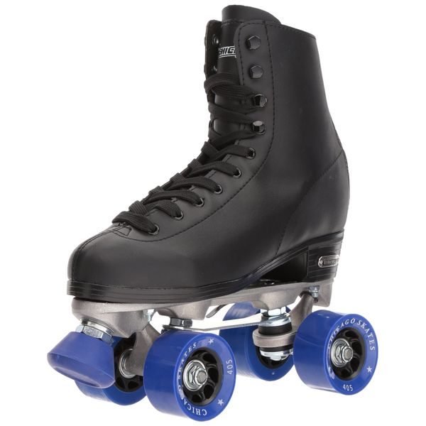 Chicago Men's Classic Roller Skates - Premium Black Quad Rink Skates, Size 12, Black