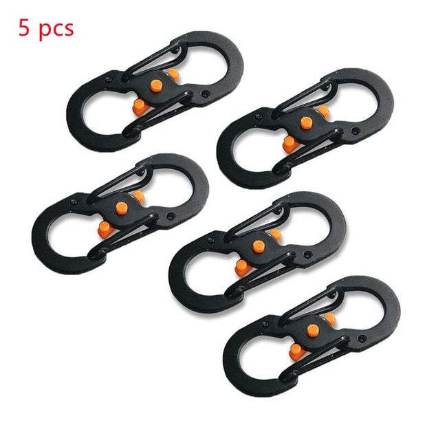 5Pcs Outdoor Camping S Type Carabiners with Lock Mini Keychain