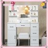 10 Light Bulbs LED Mirror For Bedroom White Makeup Vanity Desk Dressing Table