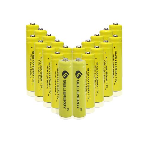 GEILIENERGY Solar Light Batteries AAA NiCd AAA 1.2V 600mAh Triple A Rechargeable Batteries for Solar Lamp Garden Lights (Pack of 20)