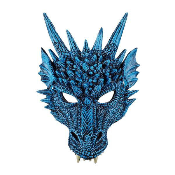 NUOBESTY Halloween 3D Drachenmaske Party Maske Tier Halbgesichtsmasken Maskerade Maske Karneval Kostüm für Halloween Party Karneval Parade Cosplay (Blau)