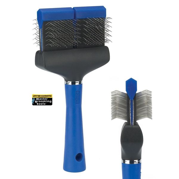 Master Grooming Tools PET Extra-Firm DOUBLE WIDE FLEXIBLE SLICKER BRUSH Mat Shed