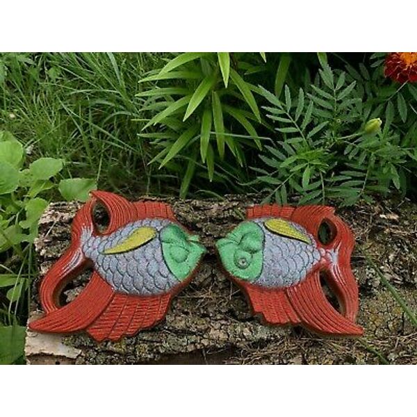 Tropical Fish Wall Hanging Home Decor Two Ceramic Multicolor Glittery wall Art