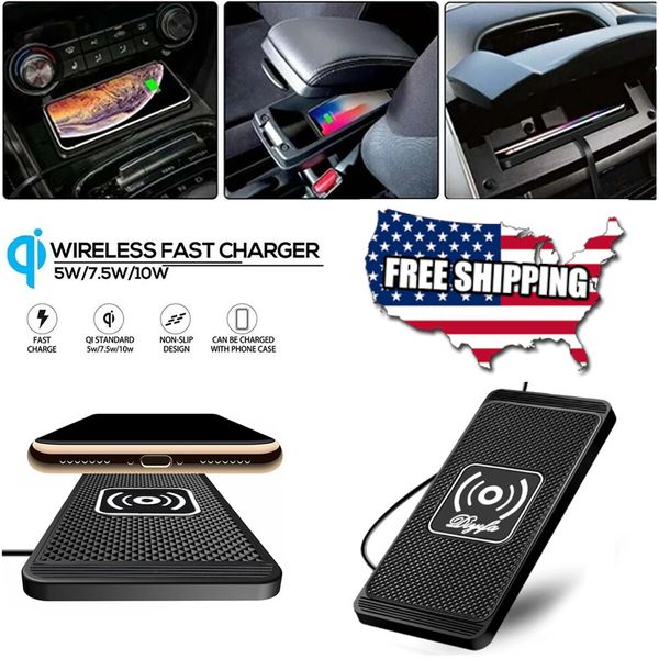 Car Wireless Fast Charger Pad Cordless Phone Charging Mat Nonslip iPhone Android