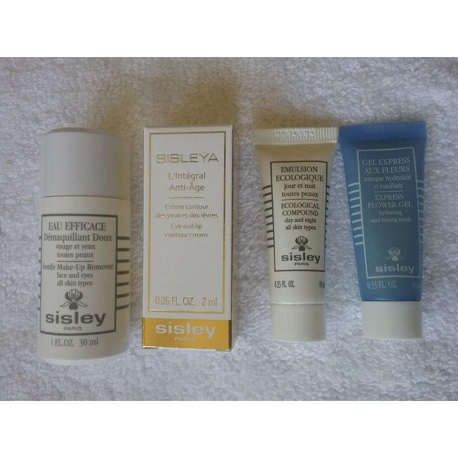 Sisley Paris 4 Item Box Make-Up Remover,Ecological Compound,Gel Mask,Eye/Lip NIB