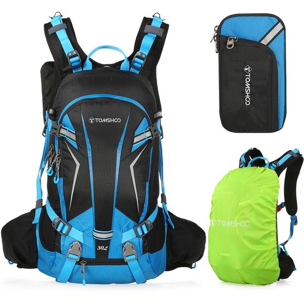 TOMSHOO Wanderrucksack, leicht, wasserdicht, atmungsaktiv, mit Regenhülle für Wandertouren und Touren, 20/30/40 l