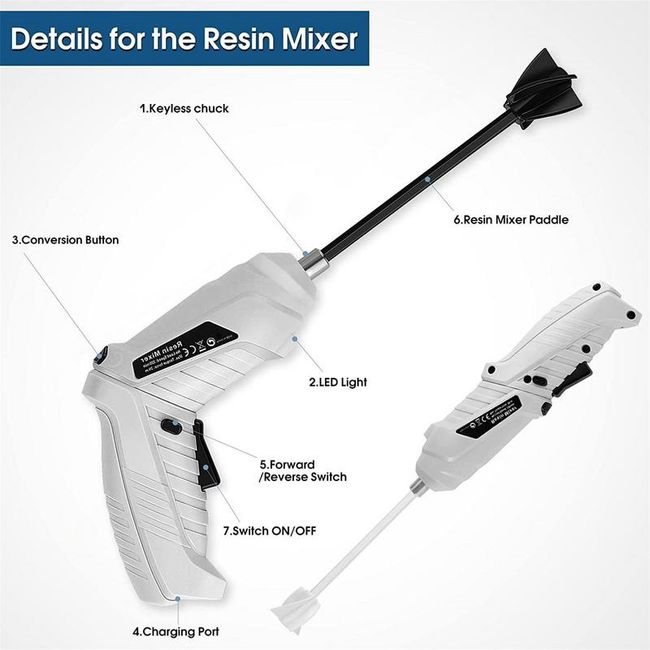 Handheld Rechargeable Epoxy Resin Mixer Epoxy Resin Mixer Electric for  Epoxy for Crafts Tumbler, Making DIY Glitter Tumbler Resin Mixing 