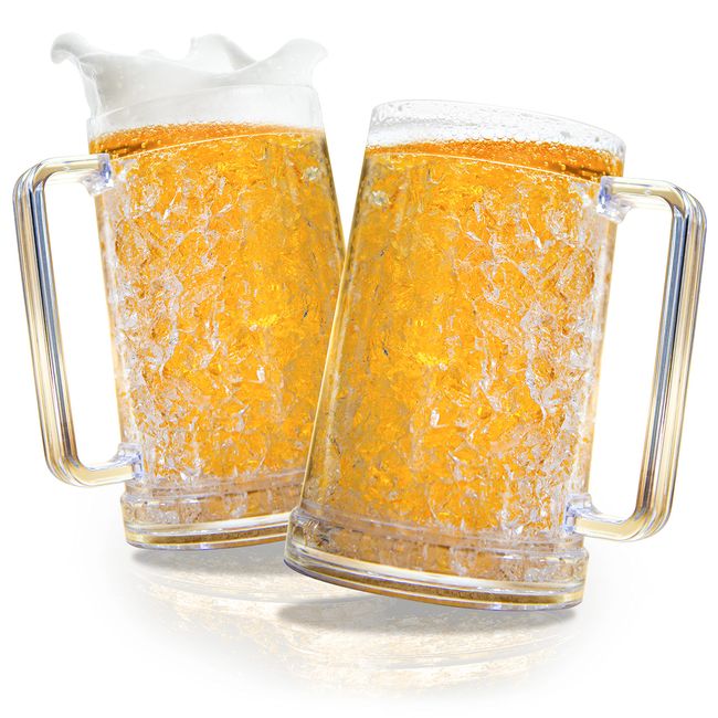 FREEZER MUGS, DOUBLE WALL INSULATED GEL, PLASTIC, PINT, FOR BEER AND  BEVERAGES
