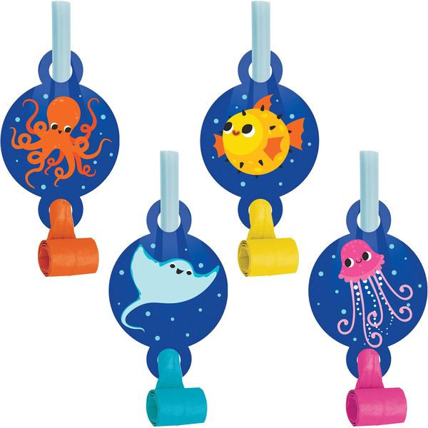 Creative Converting Ocean Celebration Party Blowers, 8 ct