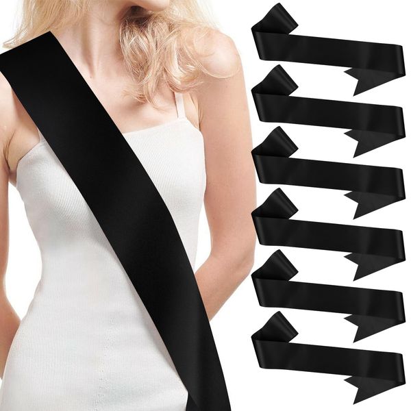 CIEHER 6 Pack Sashes Black Sash Blank Satin Sash Bridesmaid Sash Custom Sash Prom Court Sash Mommy to Be Sash Birthday Sash Bride to Be Sash Bachelorette Sash 2024 Graduation Sash, Make Your Own