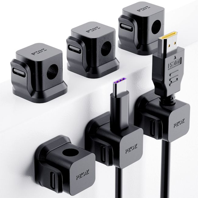 PZOZ 6 Stück Kabelhalter Kabelclips，für Netzkabel, Cable Ladekabel，Schreibtisch Kabelmanagement，Kabel Organizer，Organizer Schreibtisch und die meisten anderen Kabel (Schwarz)