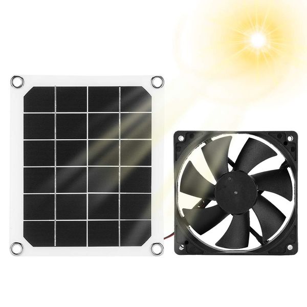 Solar Panel Exhaust Fan, Outdoor IP65 Waterproof Solar Exhaust Fan, Portable Exhaust Fan for RVs, Greenhouses, Pet Houses, Chicken House